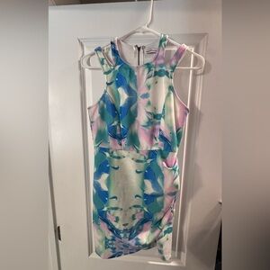 Dainty hooligan Floral Watercolor Dress in Pastel Blue & Pink